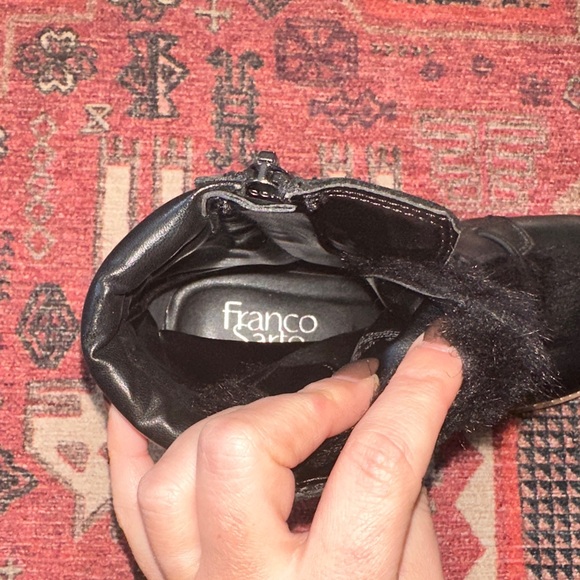 Franco Sarto Black Fur Lace Up Boots - Picture 4 of 12